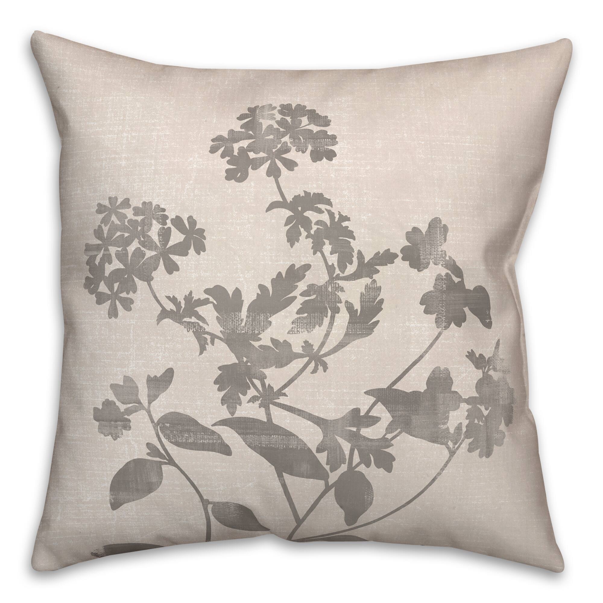 Neutral Distressed Florals 18" x 18" Throw Pillow
